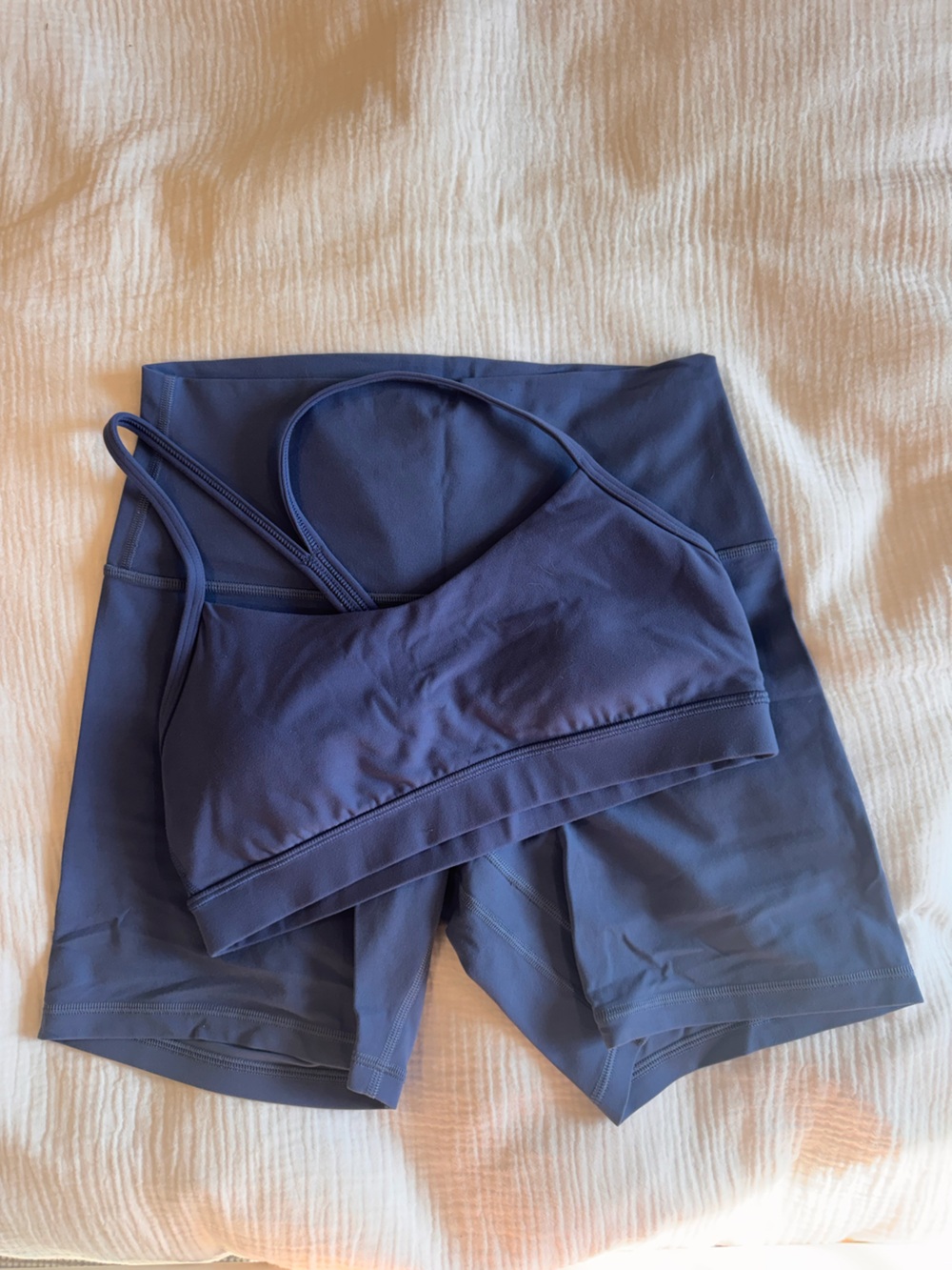 lululemon athletica Slate Blue Sports Bra and High-Rise Shorts